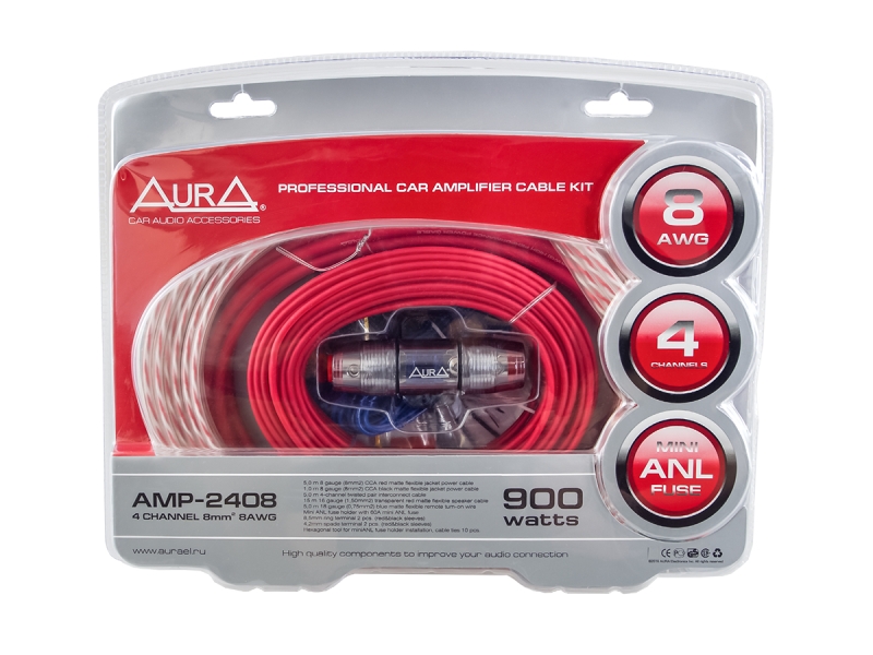 Установочный комплект 4-канальный AURA AMP-2408