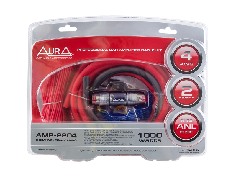 Установочный комплект 2-канальный AURA AMP-2204